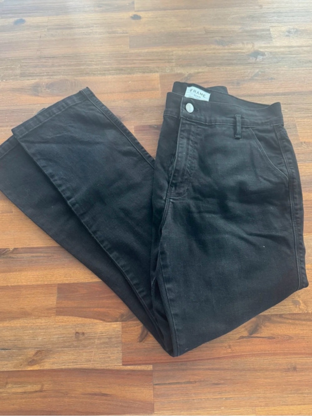 Frame Denim Black Straight-Leg Jeans